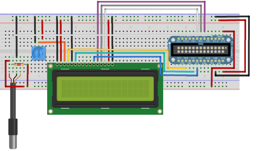 Raspberry Pi Lcd Screen and Temperature Sensor